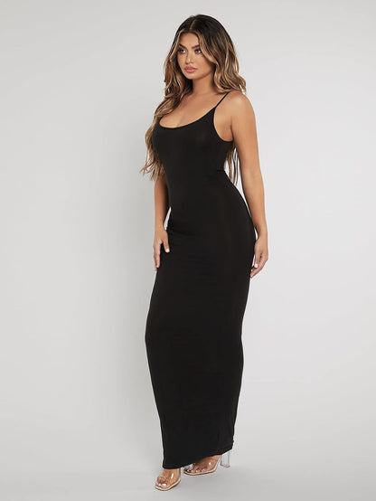 Élégance Sculptante™ – Robe Longue Ajustée à Bretelles Fines