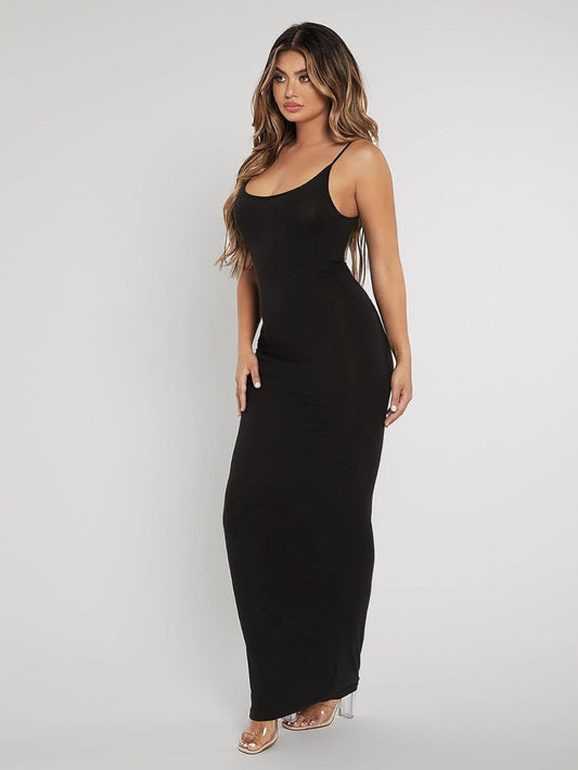 Élégance Sculptante™ – Robe Longue Ajustée à Bretelles Fines