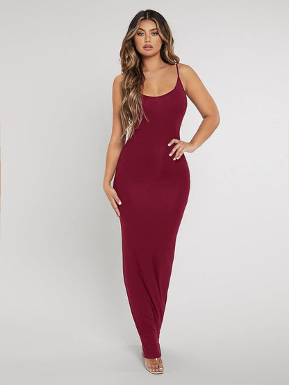 Élégance Sculptante™ – Robe Longue Ajustée à Bretelles Fines