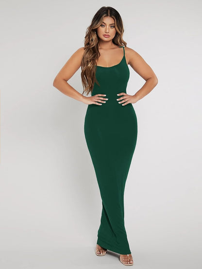 Élégance Sculptante™ – Robe Longue Ajustée à Bretelles Fines